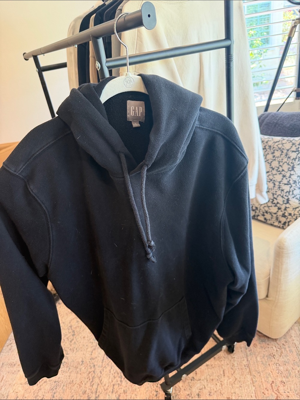 GAP Black Pullover Hoodie with Kangaroo Pocket